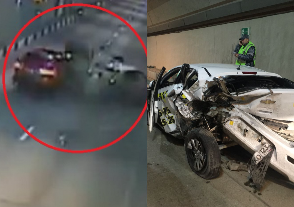 «Страйк в тоннеле»: момент аварии Porsche и такси в Сочи попал на видео