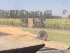  «КамАЗ» улетел в поле после ДТП и рассыпал зерно в Динском районе 