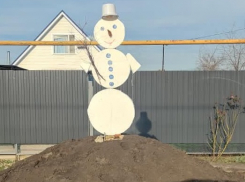 Жители Краснодарского края делают деревянных и картонных снеговиков из-за отсутствия снега