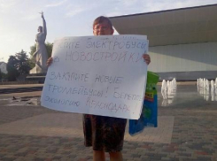 Одиночный пикет за сохранение троллейбусов на Красной провела краснодарка у «Авроры»
