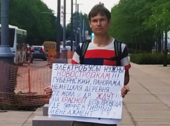 Очередной одиночный пикет за сохранение троллейбусов на Красной прошел в Краснодаре 