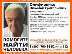 Пожилой мужчина ушел на прогулку и бесследно исчез на Кубани