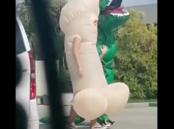 В аэропорту Сочи сняли на видео аниматоров в костюме фаллоса