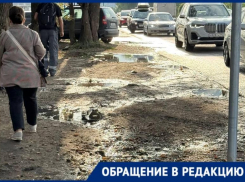 Детям приходится выходить на проезжую часть из-за отсутствия тротуара возле школы в Краснодаре