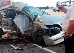  В жуткой аварии под Новороссийском погибла автоледи на  «Мицубиси»
