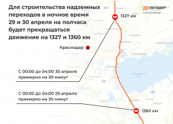 На трассе М-4 «Дон» в Краснодарском крае и Адыгее дважды перекроют движение 