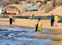 Лето еще не кончилось: в конце ноября люди купаются на пляжах Кубани 