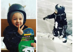  Умилительный трехлетний сноубордист и его сексуальная мама взорвали соцсети Кубани
