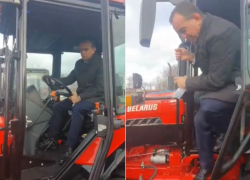 Губернатор Кондратьев посидел и оценил белорусский красный трактор 