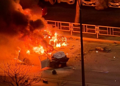 Как спичка вспыхнула машина на Ростовском шоссе в Краснодаре: погибли люди