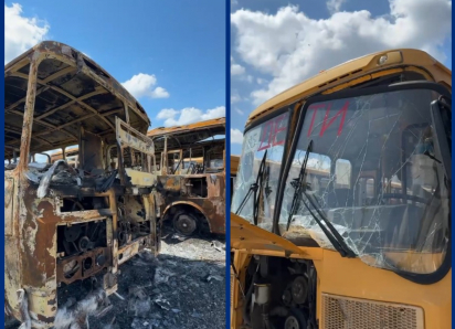Власти показали последствия атаки БПЛА на базу школьных автобусов в Краснодаре