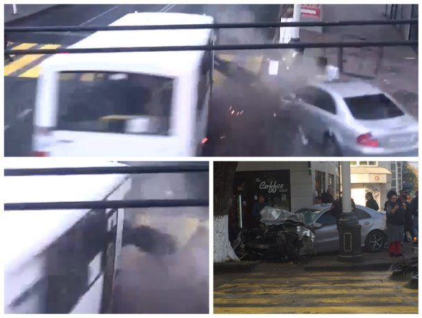 Появилось видео ДТП в Краснодаре: водитель автобуса вылетел через пассажирское окно