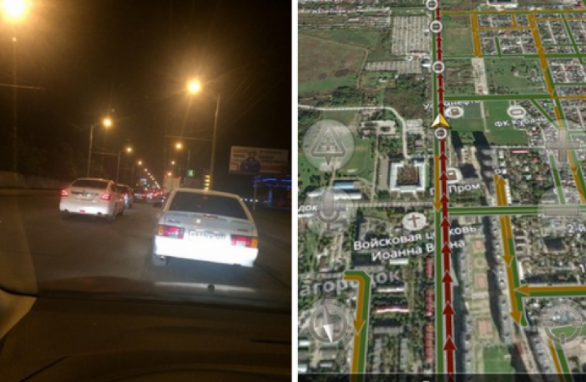  Ночью центральная магистраль Краснодара «встала» в огромной пробке 