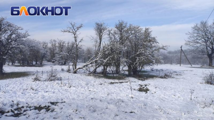 В Краснодарском крае выпал первый снег: фото и видео