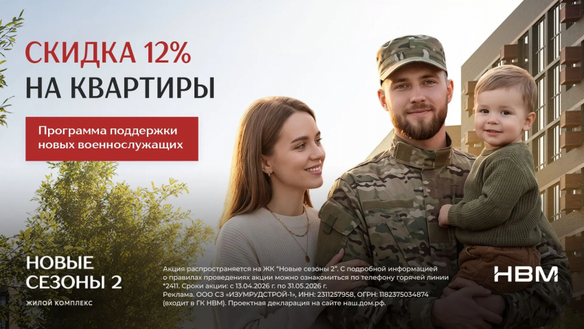 Группа компаний НВМ запускает программу поддержки новых военнослужащих: скидка 12% на квартиры