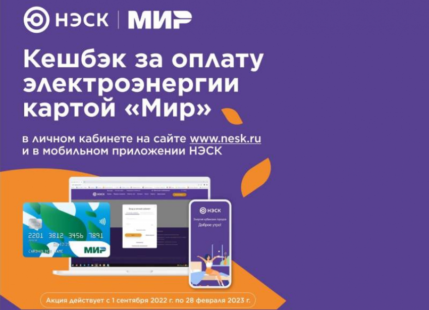 Акция «Кешбэк за оплату электроэнергии картой «Мир»