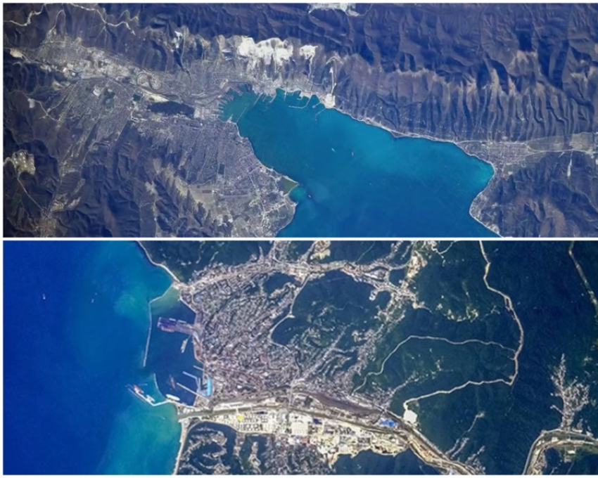 Космонавт показал вид на города Черноморского побережья Кубани с борта МКС