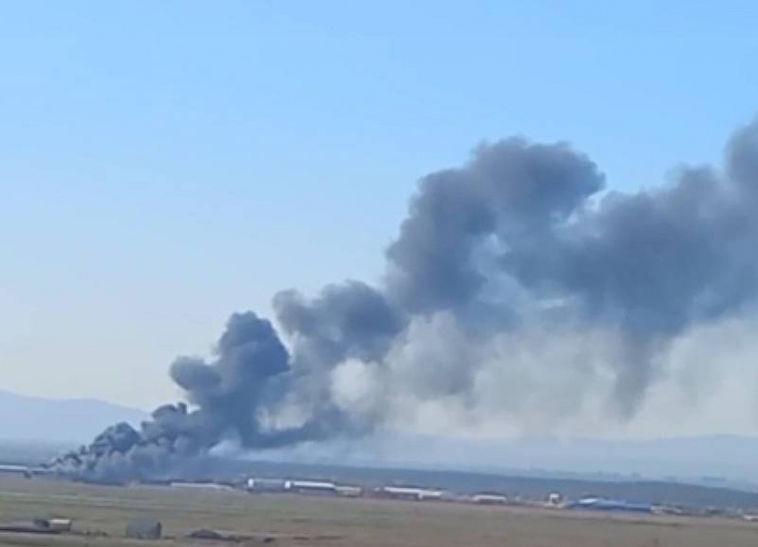 Крупный пожар в Адыгее сняли на видео