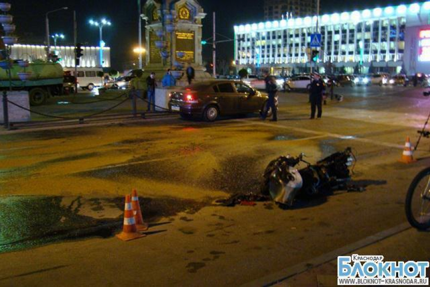 В центре Краснодара сгорел мотоцикл