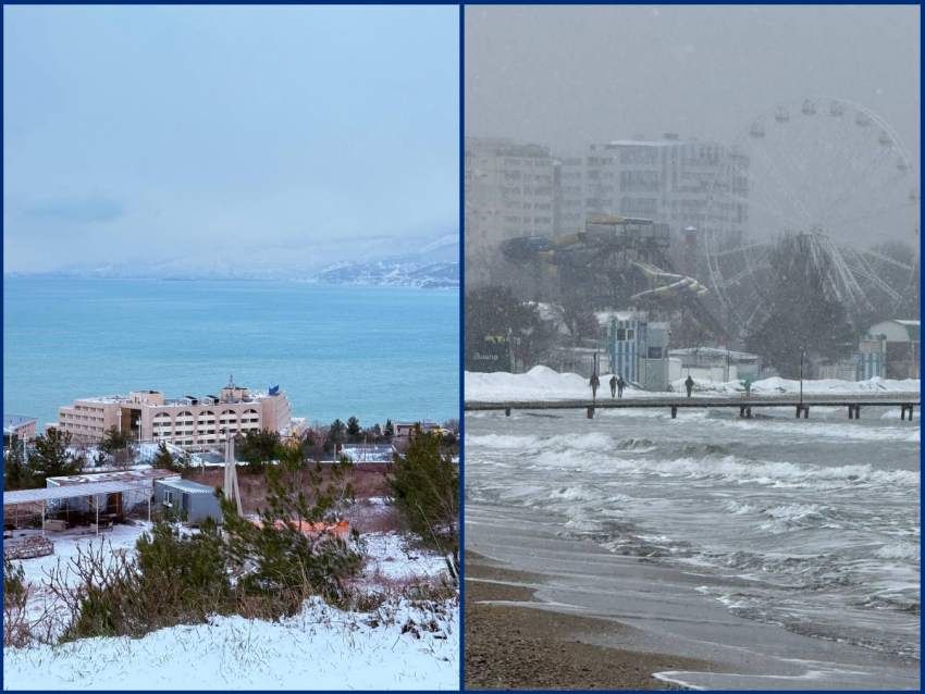 Снежный парадокс: как выглядят морские курорты Кубани во время настоящей зимы 